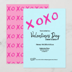 Invitación Verde azulado Fiesta de danza de San Valentín rosa