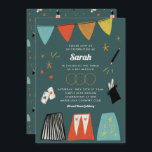 Invitación Verde azulado Magic Show Bar Bat Mitzvah Invitació<br><div class="desc">Los huéspedes podrán disfrutar de un espectáculo con el tema Magic Show. Este diseño lúdico cuenta con ilustraciones hechos a mano, llenos de diversión y de magia atractiva sobre un hermoso paisaje verde azulado. Personalizar con los detalles de su propio fiesta y redondea el fiesta con la suite completa de...</div>