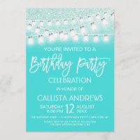 Verde azulado Mason Jar String Lights Purpurina Cu