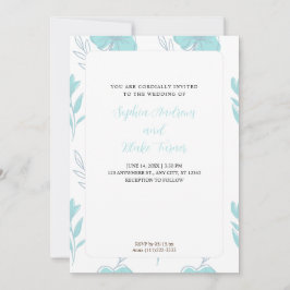 Invitación Verde azulado minimalista y pastel Boda de la flor