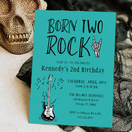 Invitación Verde azulado y negro dos guitarra rock Fiesta de 
