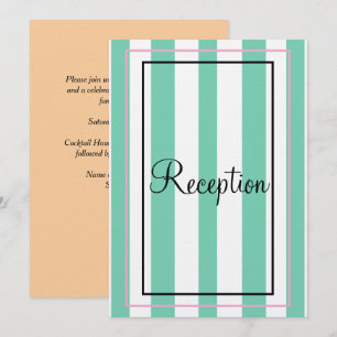 Invitación Verde Blanco Rosa Beige Monograma Rayas Recepción