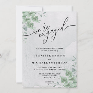 Invitación Verde Boho Eucalipto Firma Comprometidos