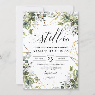 Invitación Verde boho todavía hacemos eucalipto verde dorado