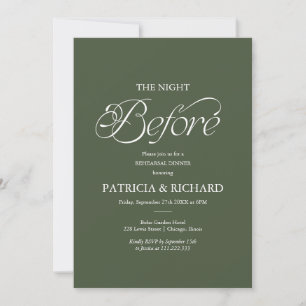 Invitación Verde Bosque La Noche Antes de la Cena de Ensayo 