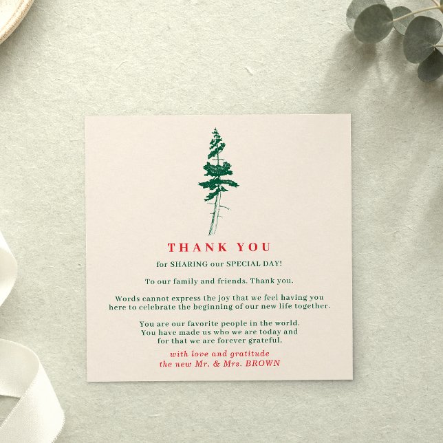 Invitación Verde Bosque y Rojo | Agradecimiento de Boda de Na (Subido por el creador)