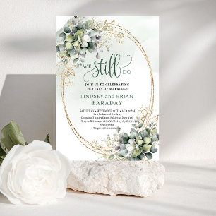 Invitación Verde Botánico Dorado Follaje Todavía Nos Casamos