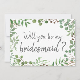Invitación Verde Botánico | Hoja | Dama de Honor de Boda