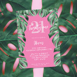 Invitación Verde Botánico Moderno Elegante Cumpleaños 21<br><div class="desc">Una invitación moderna de 21 años con una tipografía caligráfica elegante y un diseño minimalista de color rosa con vegetación tropical botánica.</div>