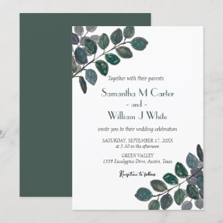 Invitación Verde botánico rústico eucalipto