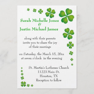 Invitación verde caprichosa de la boda del trébol