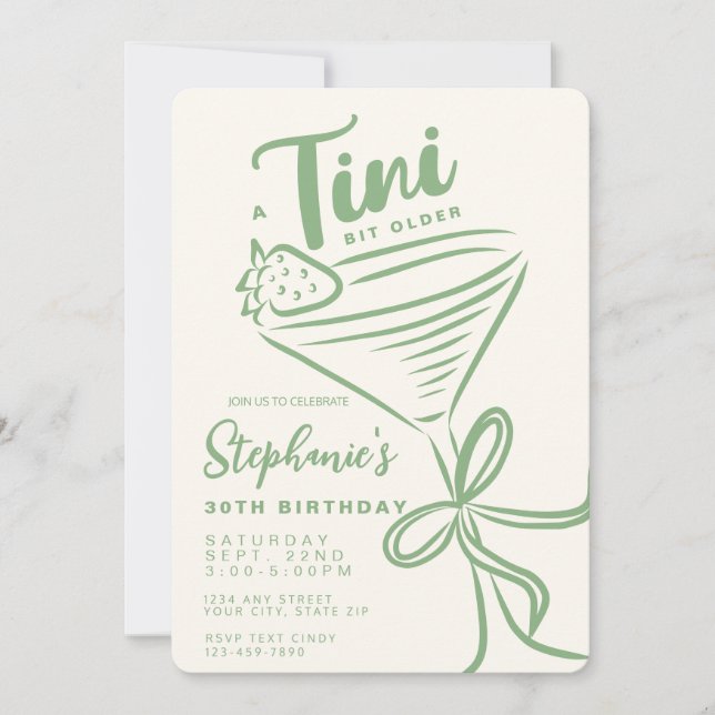 Invitación Verde caprichoso A Tini un poco más viejo 30 cumpl (Anverso)