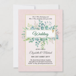 Invitación Verde CATÓLICO Boda Presupuesto cristiano moderno