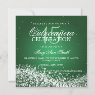 Invitación Verde chispeante de la onda 2 del fiesta elegante