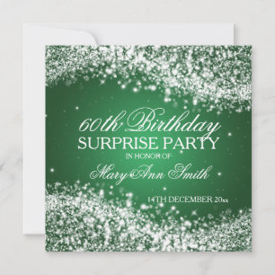 Invitación Verde chispeante de la onda de la fiesta de