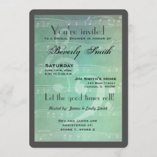 Invitación Verde claro Tema musical ducha de novia