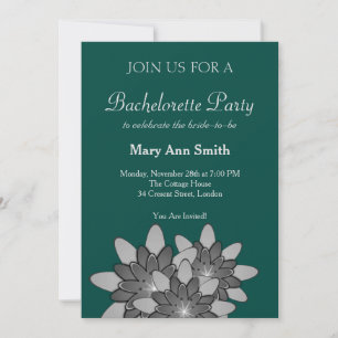 Invitación Verde con Lotus floral gris