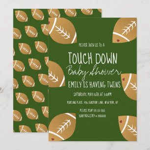 Invitación verde de baby shower de fútbol lindo