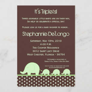 invitación verde de Baby Shower del elefante de
