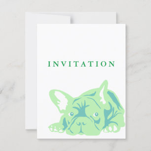 Invitación Verde de Bulldog Francés