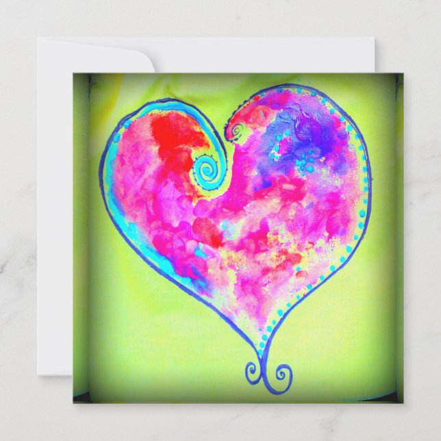 Invitación verde de corazón rosa rápido (Anverso)