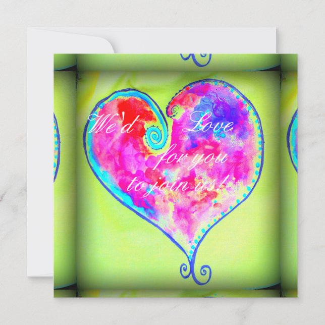 Invitación verde de corazón rosa rápido (Anverso)