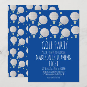 Invitación verde de cumpleaños con pelotas de golf