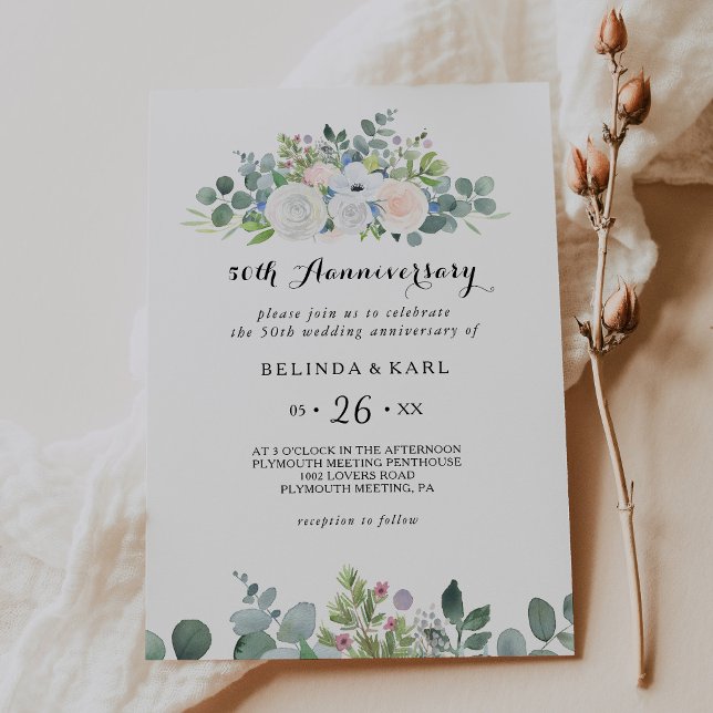 Invitación Verde de eucalipto Aniversario de Bodas 50 (Subido por el creador)