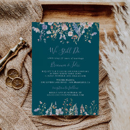 Invitación Verde de flores silvestres que aún prometemos reno