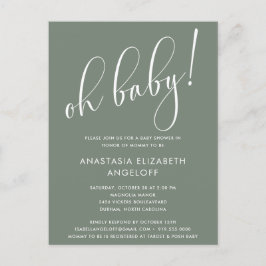 Invitación verde de guión moderno de Baby Shower