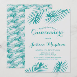 Invitación Verde de hoja de palma Quinceañera Dulces 16