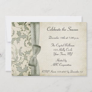 Invitación verde de Holly Swirls Bow Sage