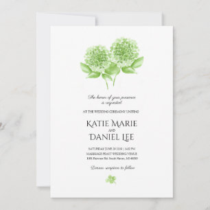 Invitación verde de la boda del Hydrangea con el
