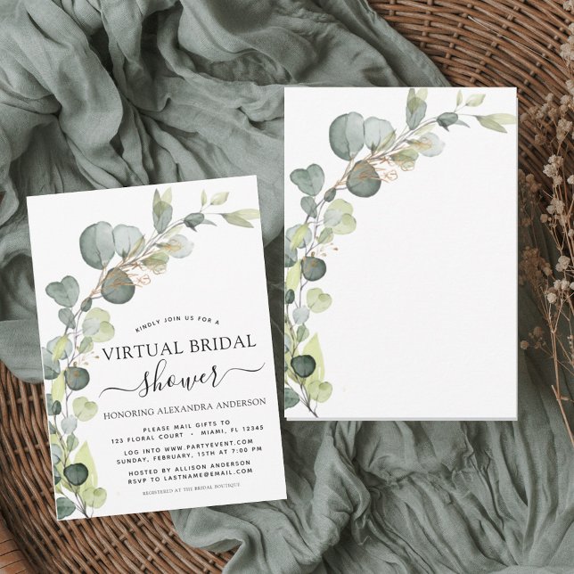 Invitación Verde de la ducha de novia virtual Eucalyptus (Subido por el creador)