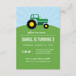 Invitación verde de la fiesta de cumpleaños del