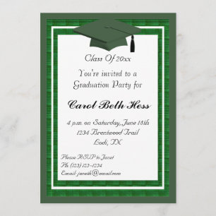 Invitación verde de la fiesta de graduación