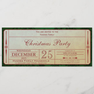 Invitación verde de la fiesta de Navidad