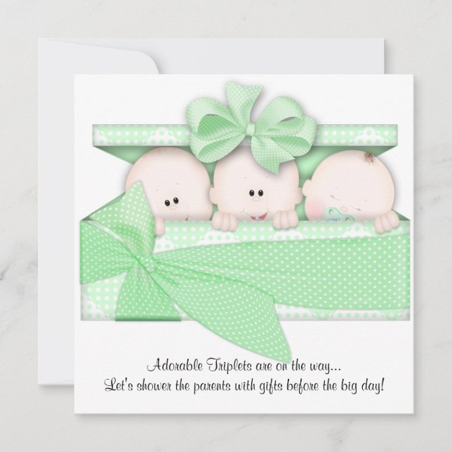 Invitación verde de la invitación de Baby Shower (Anverso)