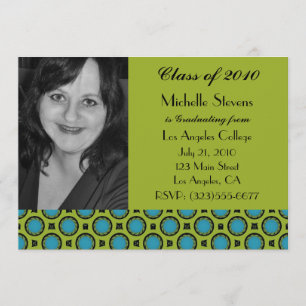 Invitación verde de la turquesa de la graduación