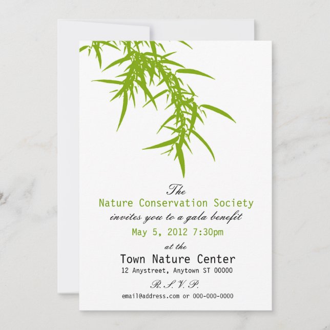 Invitación verde de la ventaja de la naturaleza (Anverso)