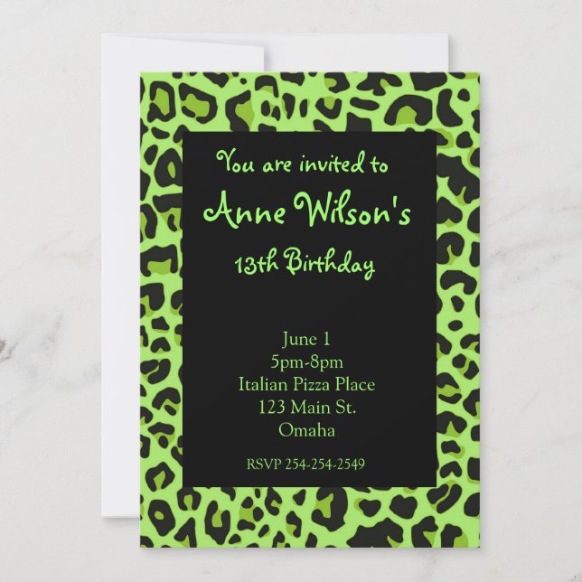 Invitación verde de los chicas de la impresión de (Anverso)