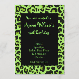 Invitación verde de los chicas de la impresión de