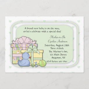 Invitación Verde de los regalos del bebé