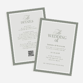 Invitación Verde de lujo con código QR RSVP | Boda