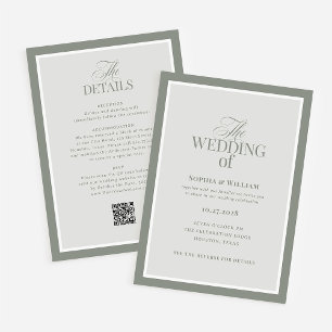 Invitación Verde de lujo con código QR RSVP   Boda