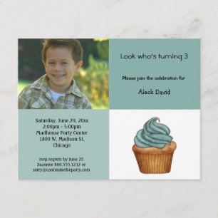 Invitación verde de menta del cumpleaños de la