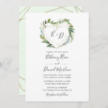 Verde de moda con Boda de corazón geométrico