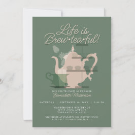 Invitación Verde de Moda Minimalista dulce Fiesta de té de Ba