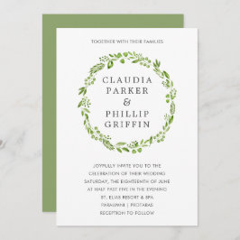 Invitación Verde de oliva rústica Boda elegante