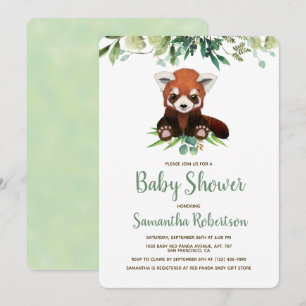 Invitación Verde de oso suave género Baby Shower neutro